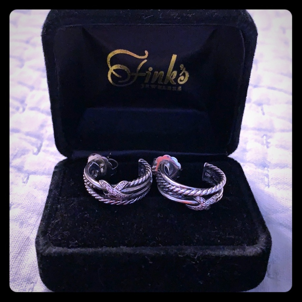 David Yurman Crossover Pave Hoops